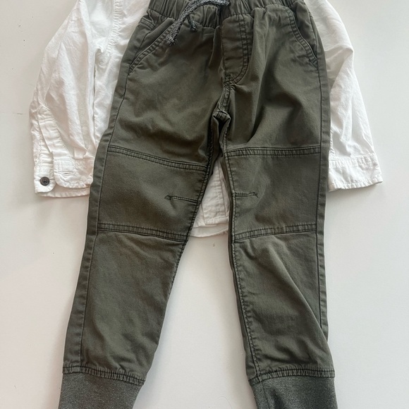 Cat & Jack 4T Long Sleeve Button Down Shirt and Olive Green Pants - Picture 4 of 5
